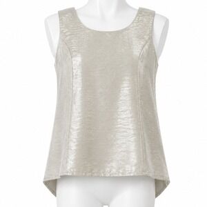 Vintage Solini Champagne Shimmer Shell Top Sleeveless Blouse Womens Size 10